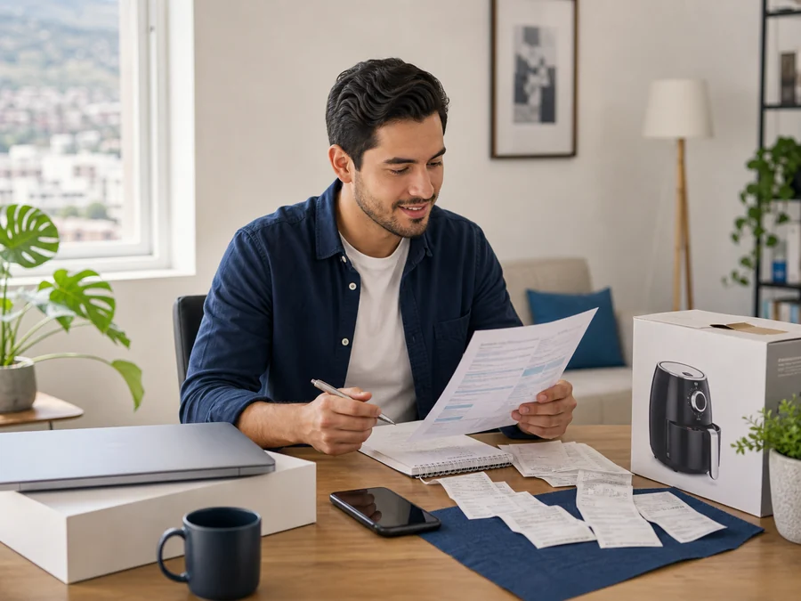 Persona revisando financiamiento para una compra importante